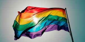 Rainbow flag flies in the Castro.