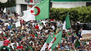 Algerian demonstrators shout slogans during an anti-government demonstration in the capital, Algiers, on May 24, 2019. (Photo by Billal Bensalem/NurPhoto via Getty Images)